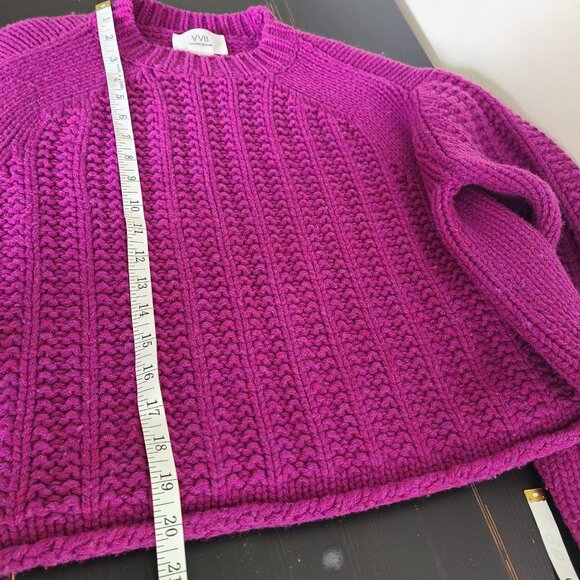 Victoria Beckham VVB Sz L Alpine Wool Cable Knit Sweater Raspberry Purple - Picture 5 of 9